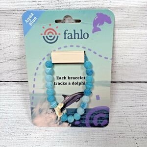 Fahlo Tracking Bracelet Dolphin Aqua Blue Beads NEW Marine Conservation